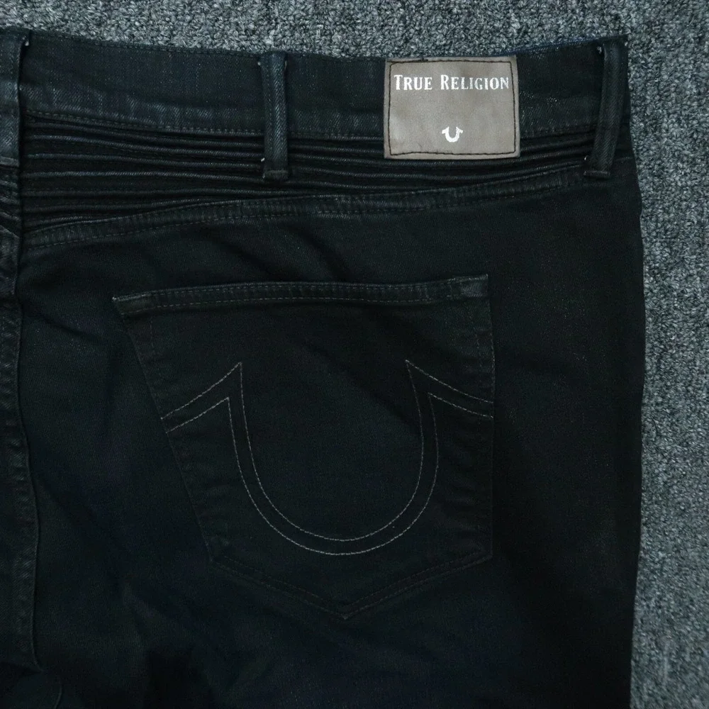 True Religion‎ Jeans Mens 44x34 Blue Geno Relaxed Slim Moto No Flap Dark Wash